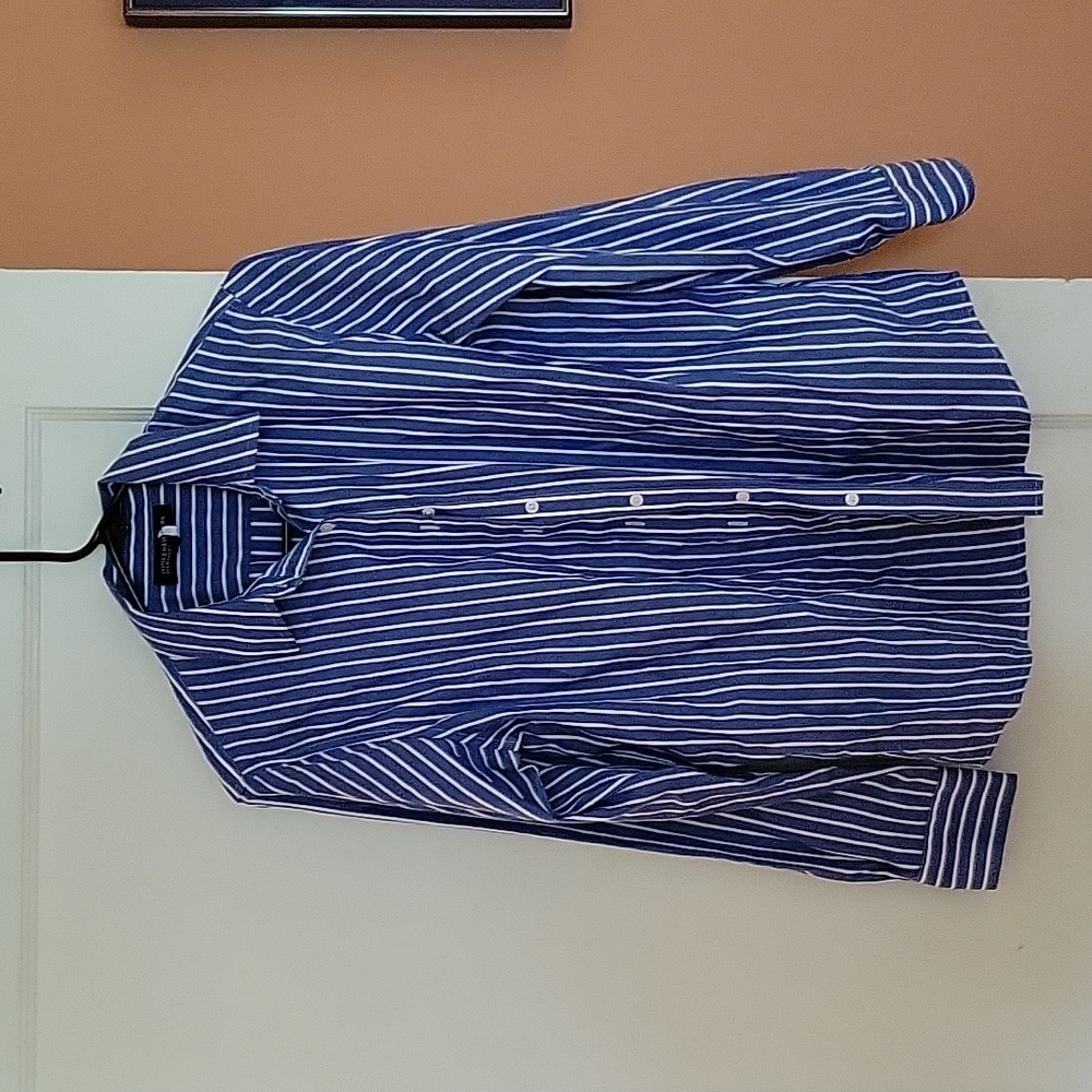 Jones New York Blue And White Stripped Button Down, long sleeves